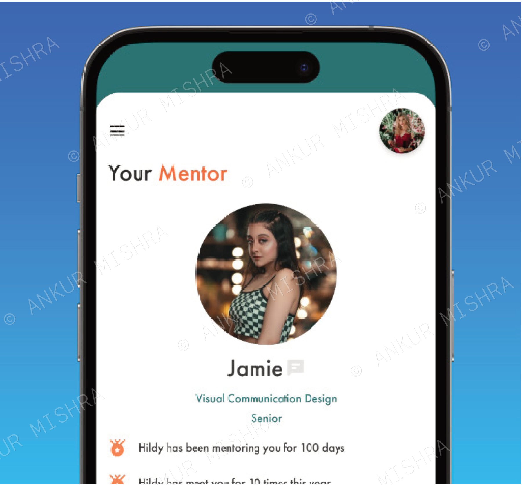 Peer app mentor profile screen