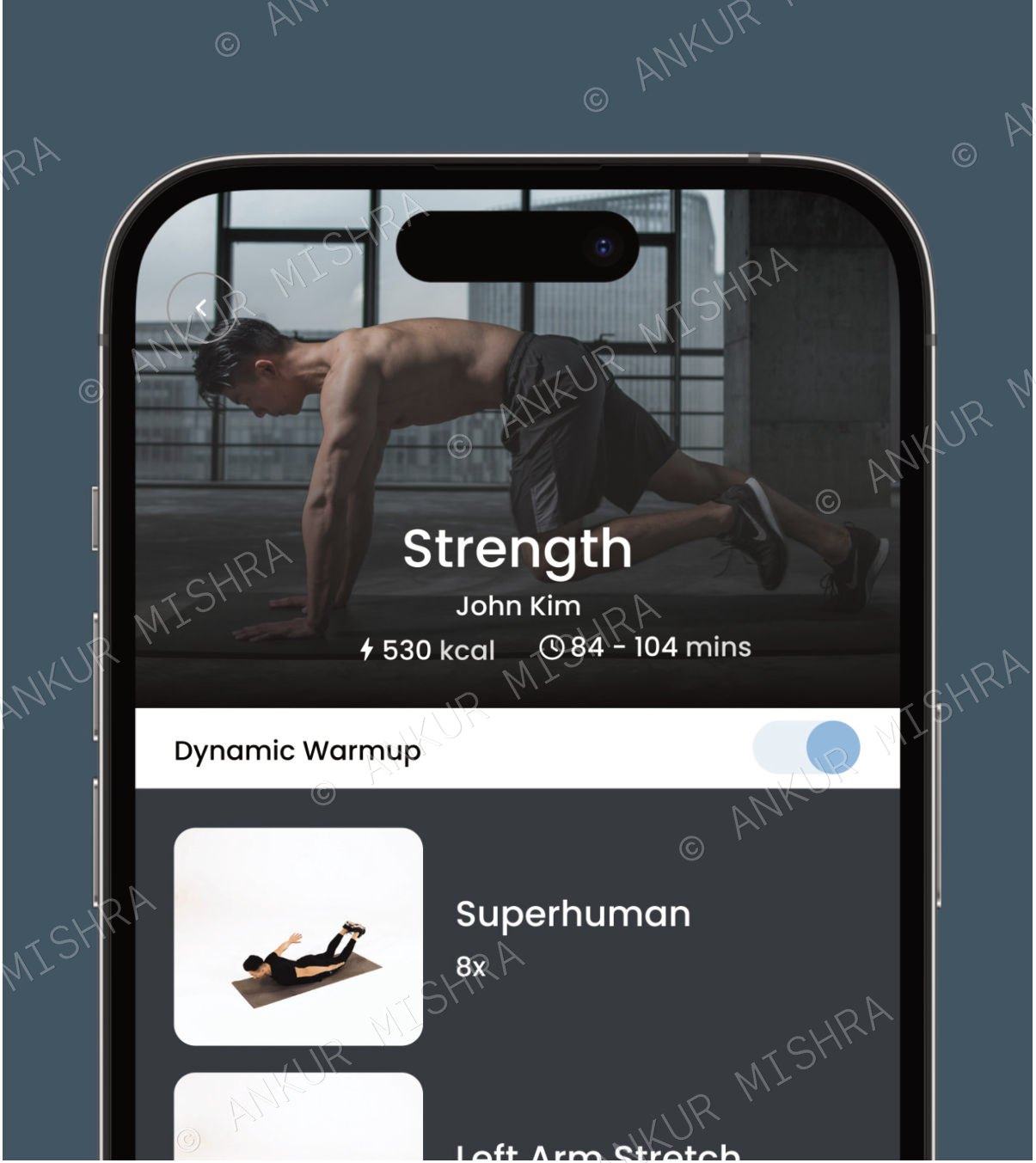 FitFocus workout screen on a phone