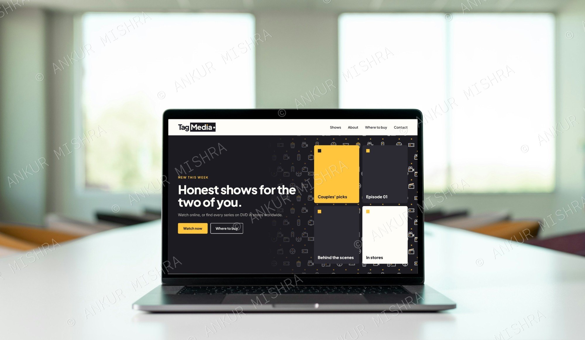 Tag Media website on a laptop: Honest shows for the two of you