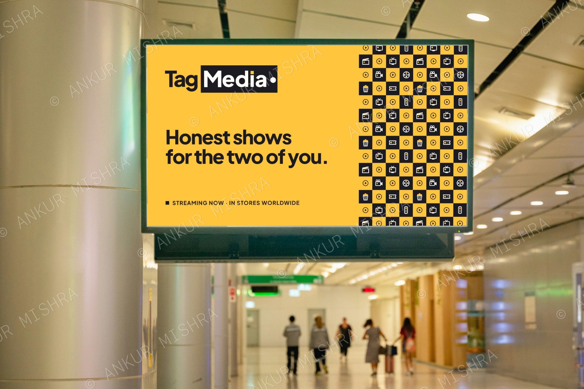 Tag Media digital sign in a concourse: Honest shows for the two of you